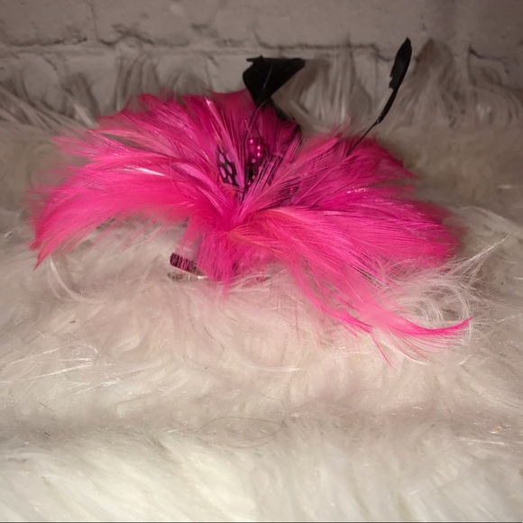 🇺🇸 Pink & Black Feather Hair Bow - Picture 2 of 5